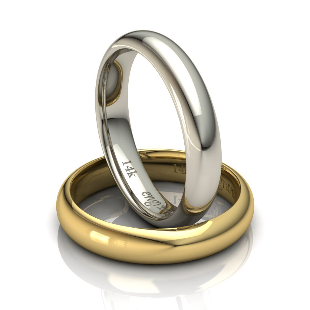 Wedding ring with a slightly domed surface of 3.00 mm in red gold